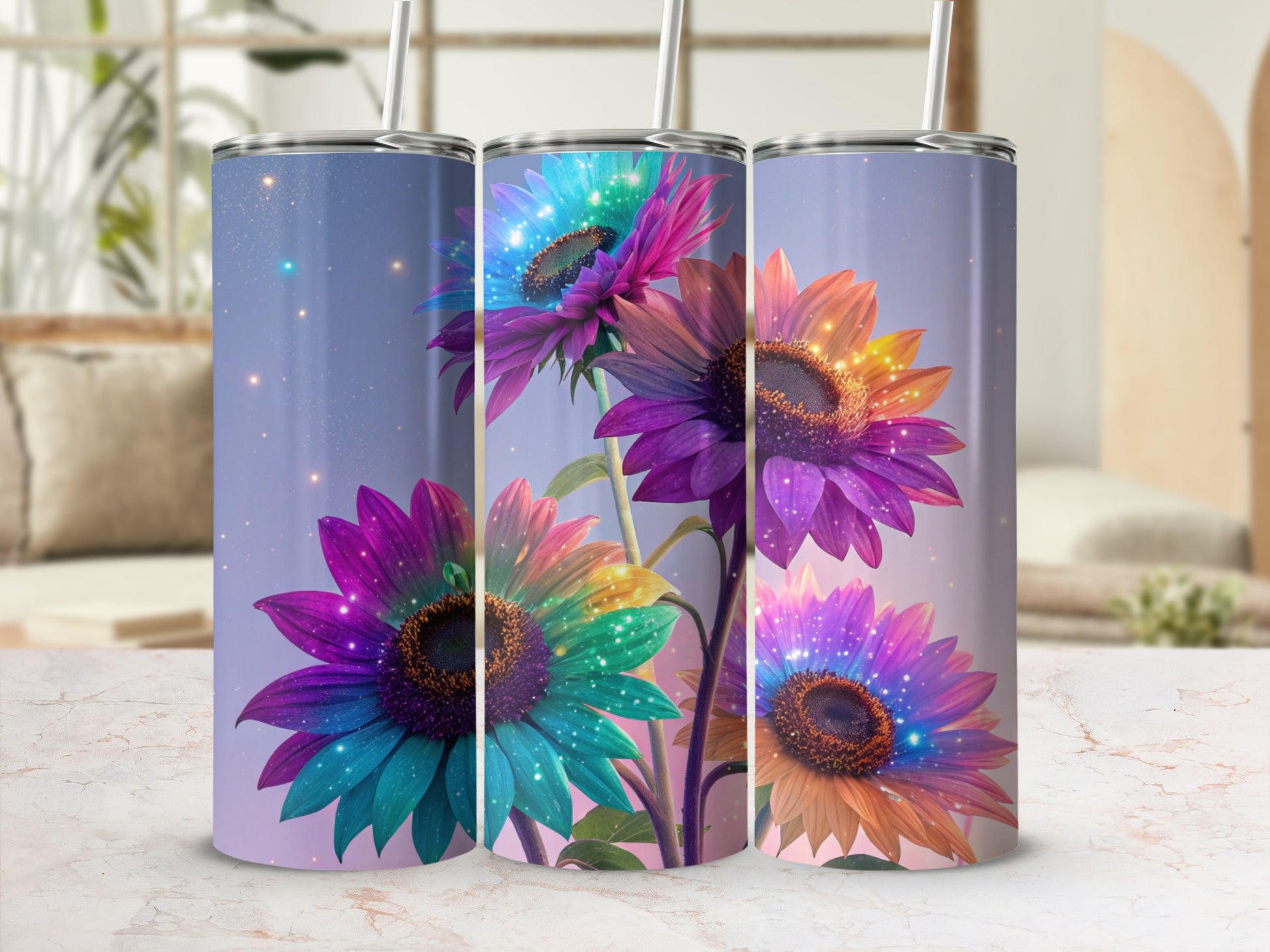 Vibrant Colorful Sunflower Design Insulated Tumbler Product