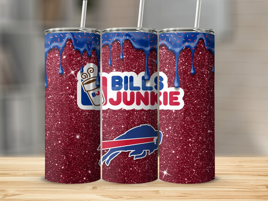 Bills Junkie Glittery Red and Blue Tumbler Product