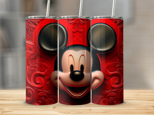 Mickey Mouse Red Custom Tumbler with Straw Flask