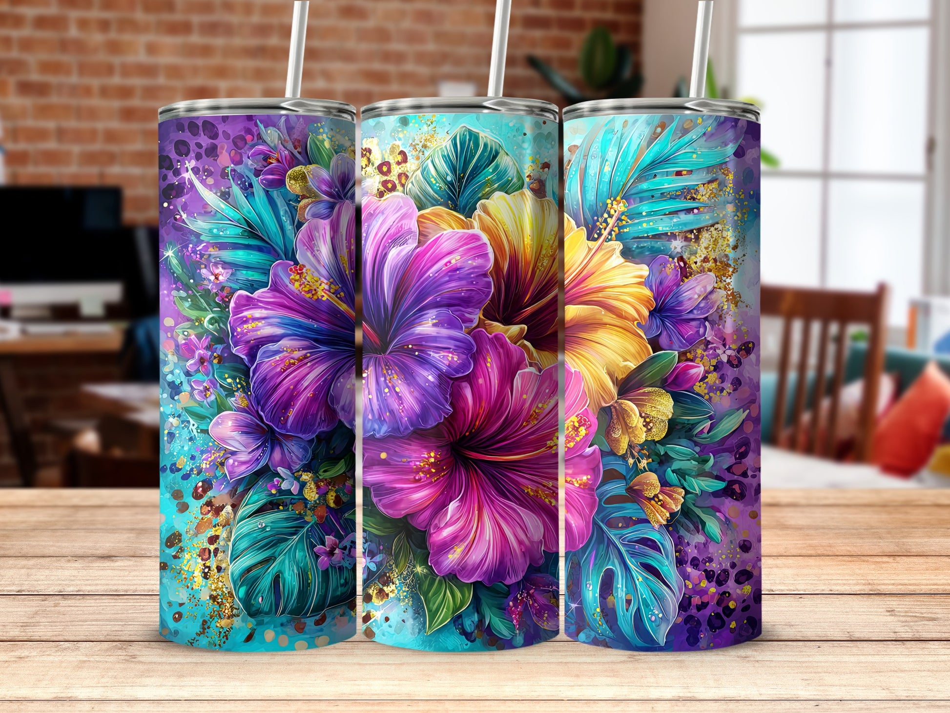Vibrant Floral Design Insulated Tumbler Drinkware