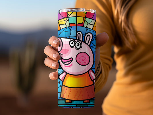 Colorful Cartoon Piggy Character Insulated Tumbler