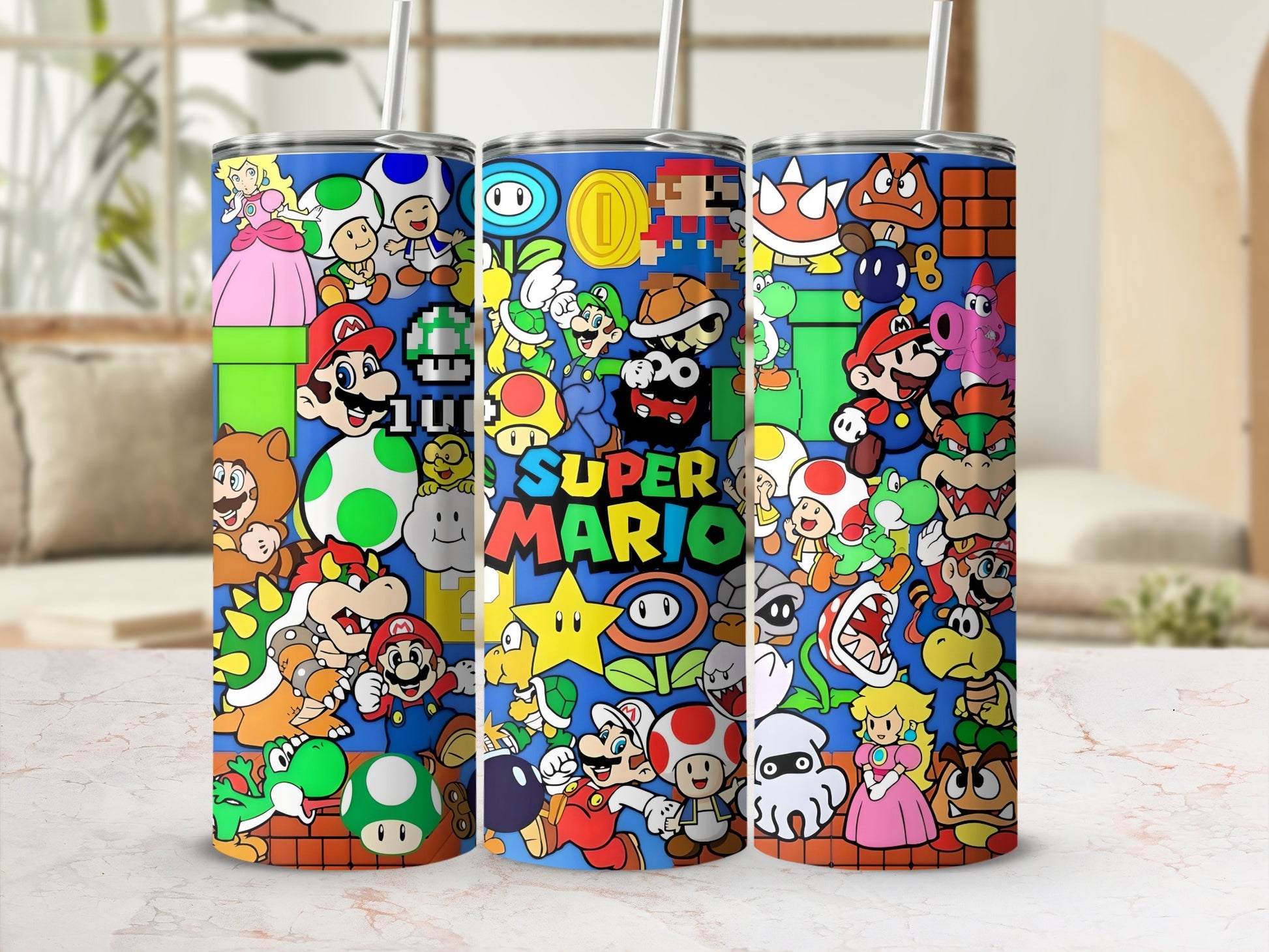 Super Mario Colorful Design Tumblers with Characters