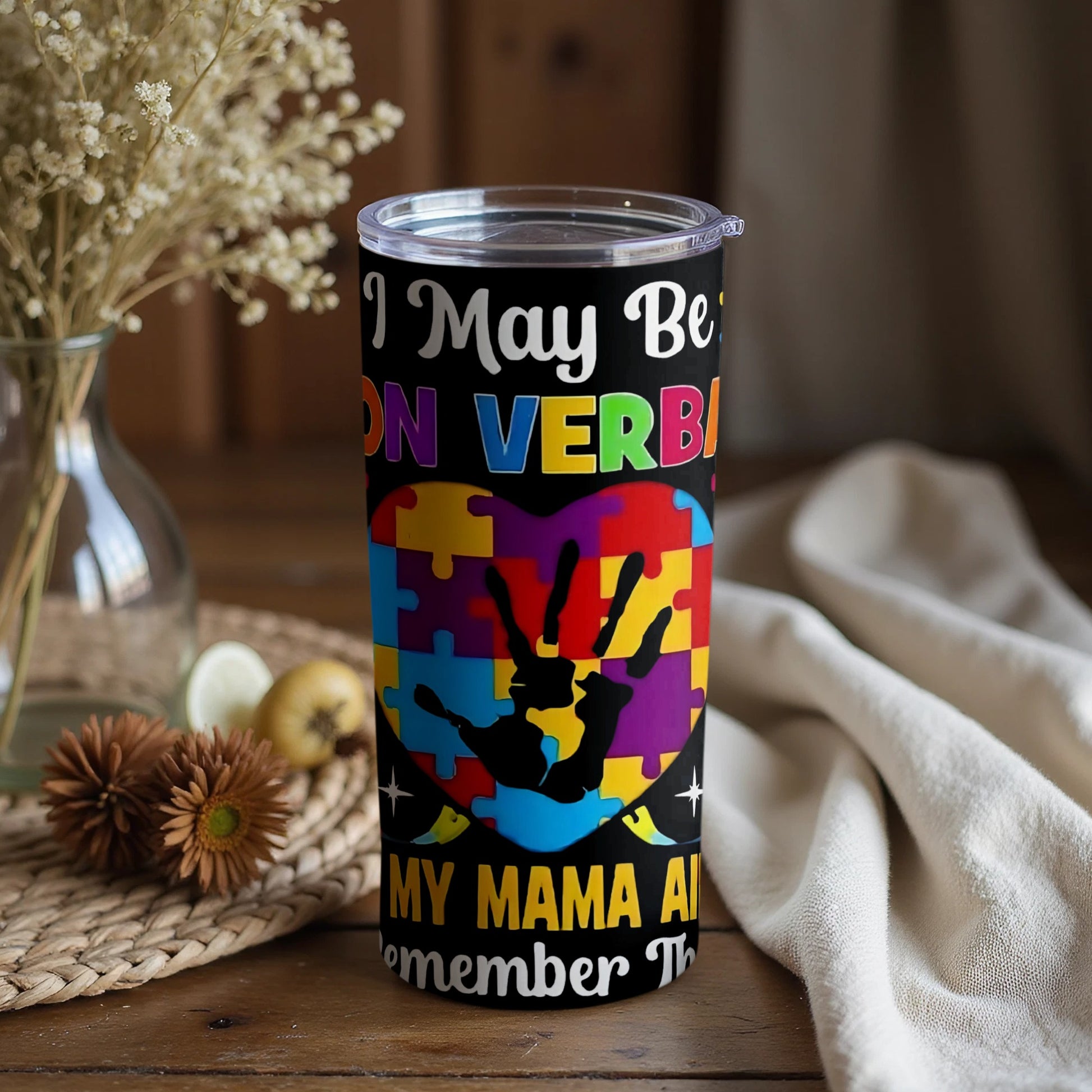 Colorful Autism Awareness Tumbler for Family Gift