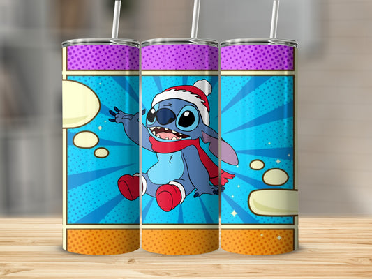 Festive Blue Alien in Santa Hat Custom Tumbler