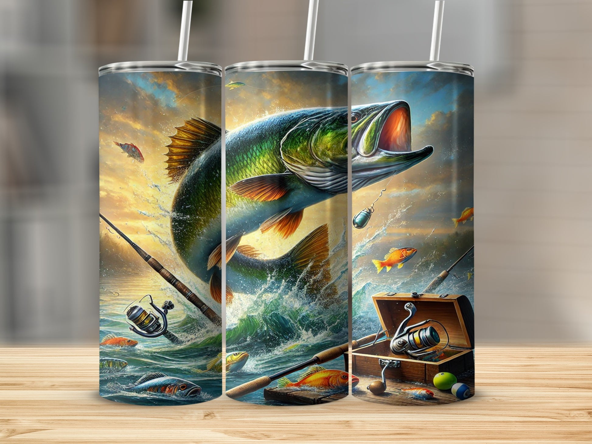 Vibrant Fishing Adventure Insulated Tumbler Cup Drinkware