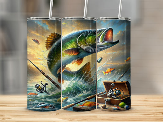 Vibrant Fishing Adventure Insulated Tumbler Cup Drinkware