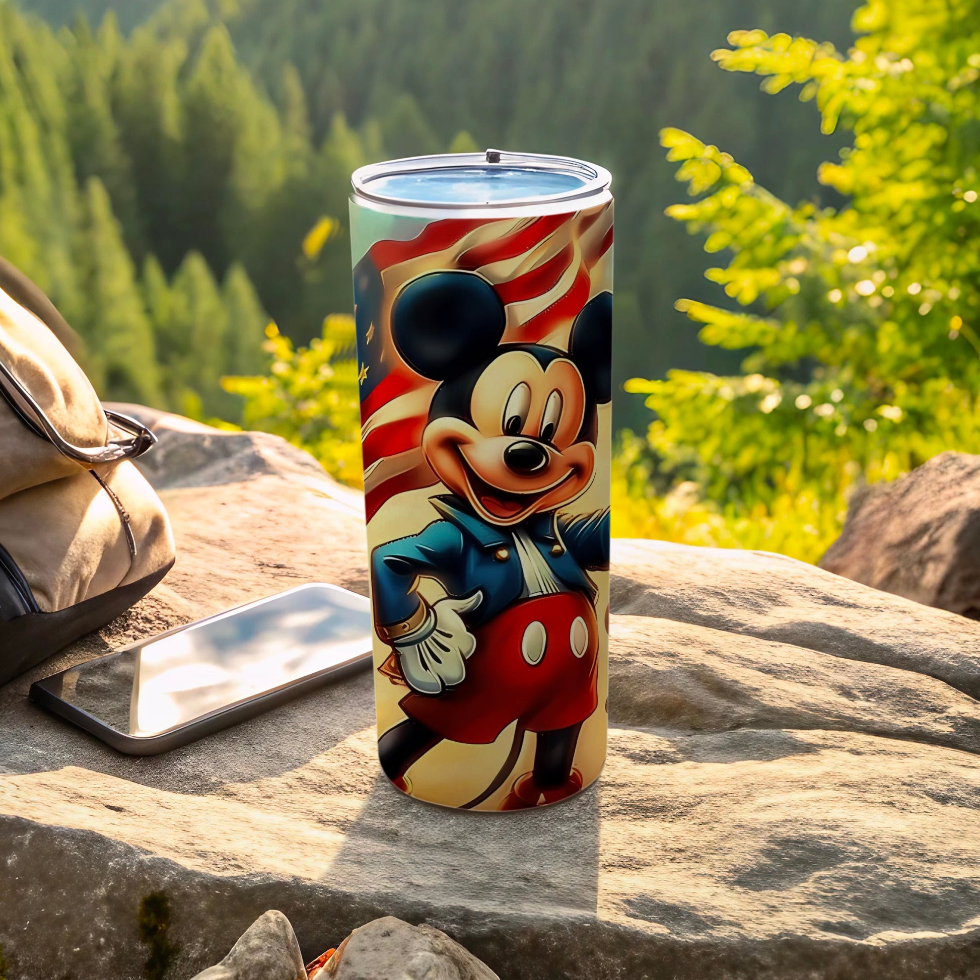 Patriotic Cartoon Mickey Travel Tumbler for Hot and Cold Drinks