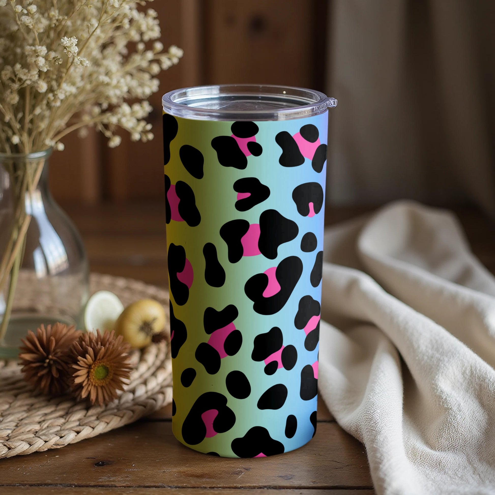 Colorful Leopard Print Tumbler for Stylish Beverage