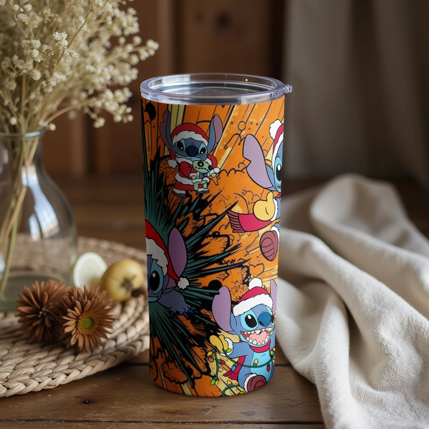 Christmas Stitch Tumbler with Fun Cartoon Design