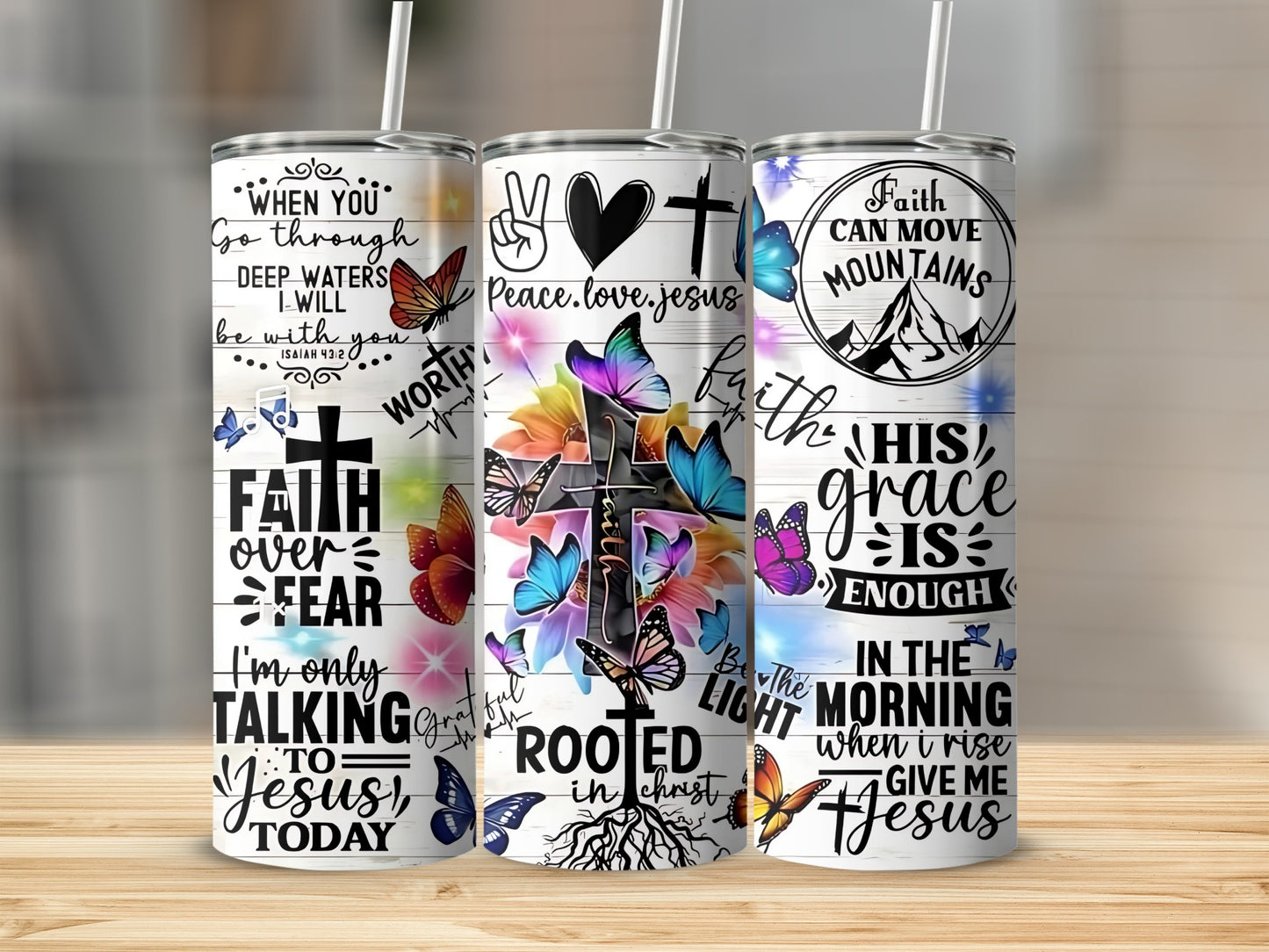 Inspirational Faith and Nature Design Drink Tumbler