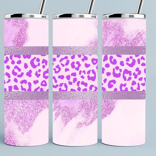 Purple glitter and leopard tumbler