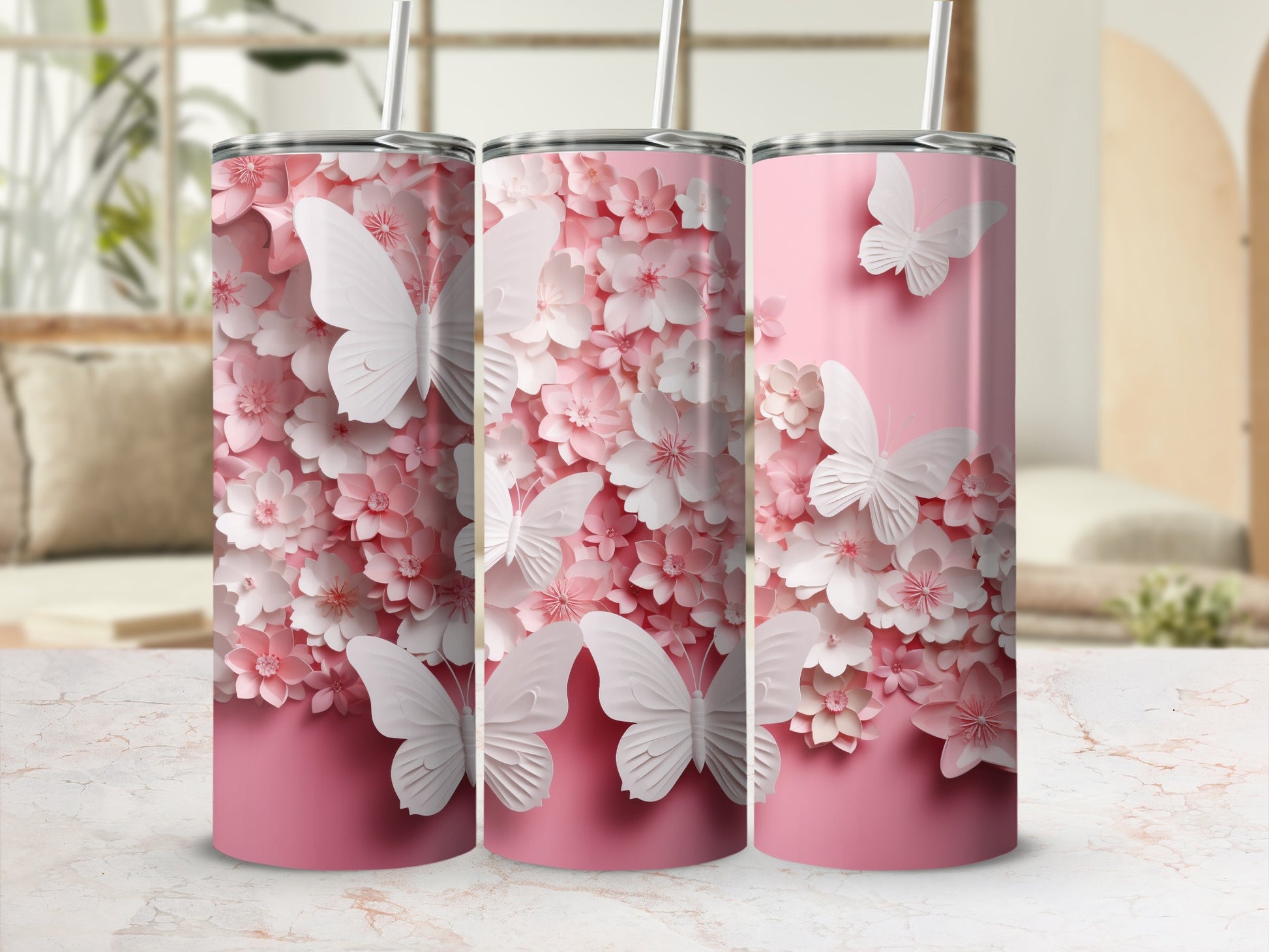 Pink White Floral Butterfly Papercut Design Tumbler product type
Tumbler
Pink tumbler
Butterfly tumbler
Floral design
Papercut art
3D effect
White butterflies
Pink flowers
Drinkware
Beverage holder
Gift idea
Spring decor
Feminine style
Aesthetic tumbler
Cute design
Flower pattern
Butterfly pattern
Modern graphic
Unique gift
Pastel pink