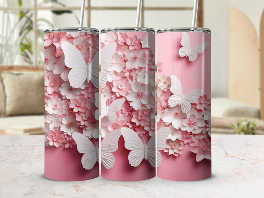 Pink White Floral Butterfly Papercut Design Tumbler product type
Tumbler
Pink tumbler
Butterfly tumbler
Floral design
Papercut art
3D effect
White butterflies
Pink flowers
Drinkware
Beverage holder
Gift idea
Spring decor
Feminine style
Aesthetic tumbler
Cute design
Flower pattern
Butterfly pattern
Modern graphic
Unique gift
Pastel pink