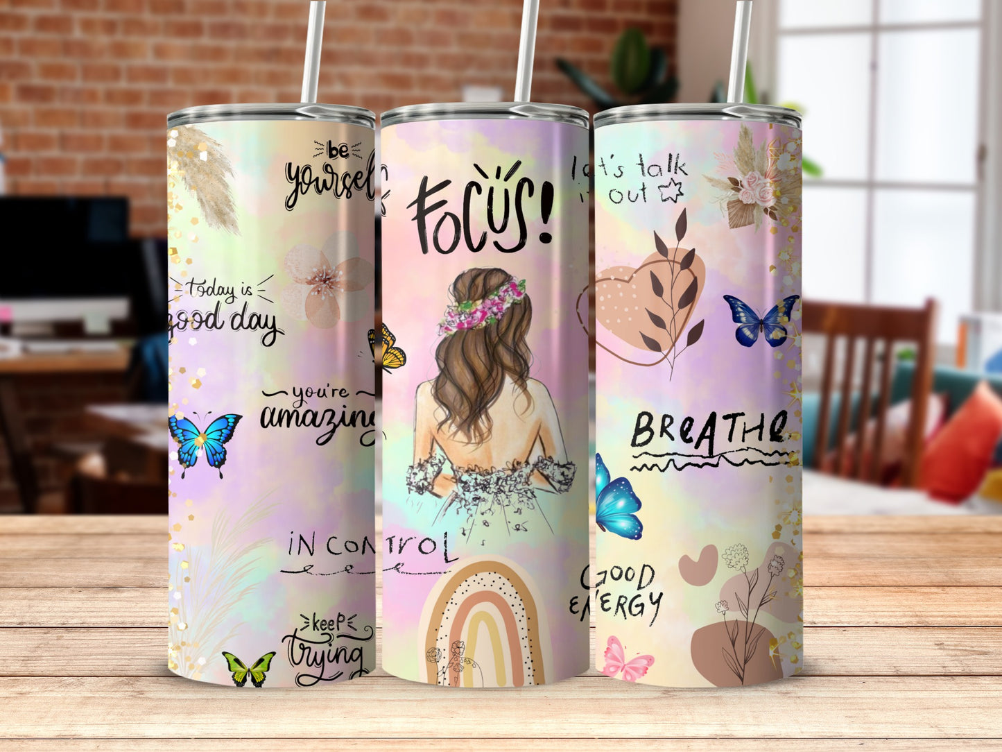 Motivational Quotes and Boho Design Tumbler