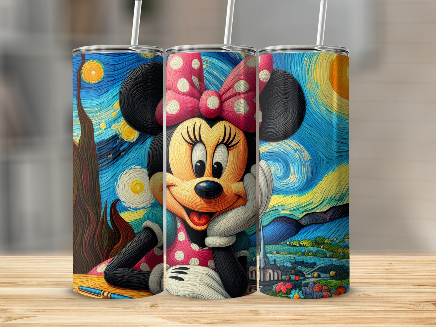 Vibrant Minnie Mouse Starry Night Design Tumbler