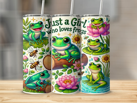 Just a Girl Who Loves Frogs Tumbler 20oz Flask