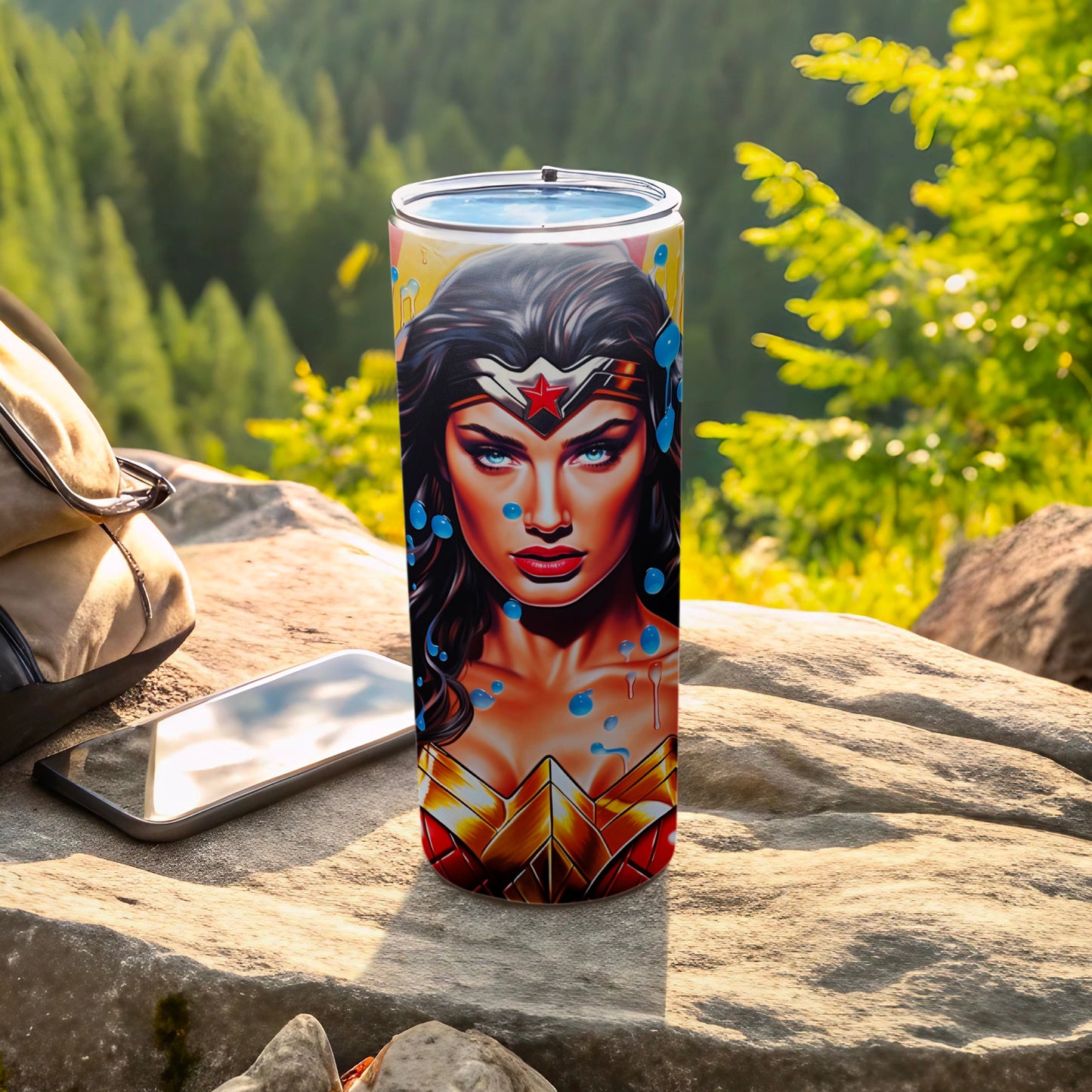 Vibrant Wonder Woman Artwork Stainless Steel Tumbler