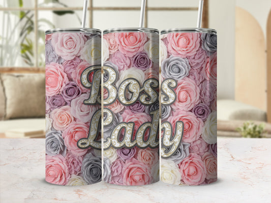Boss Lady Floral Pattern Insulated Tumbler Cup