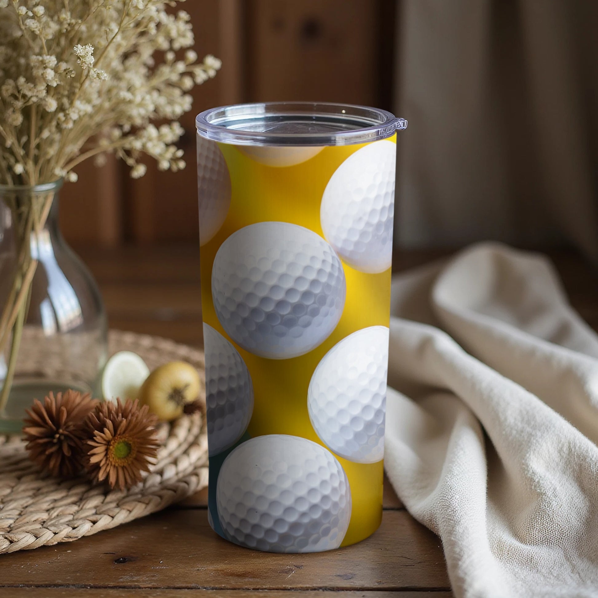Yellow Golf Balls Themed Design Tumbler
