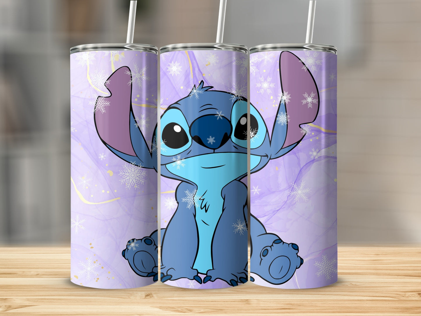 Cute Snowflake Watercolor Stitch Tumbler Cup Design