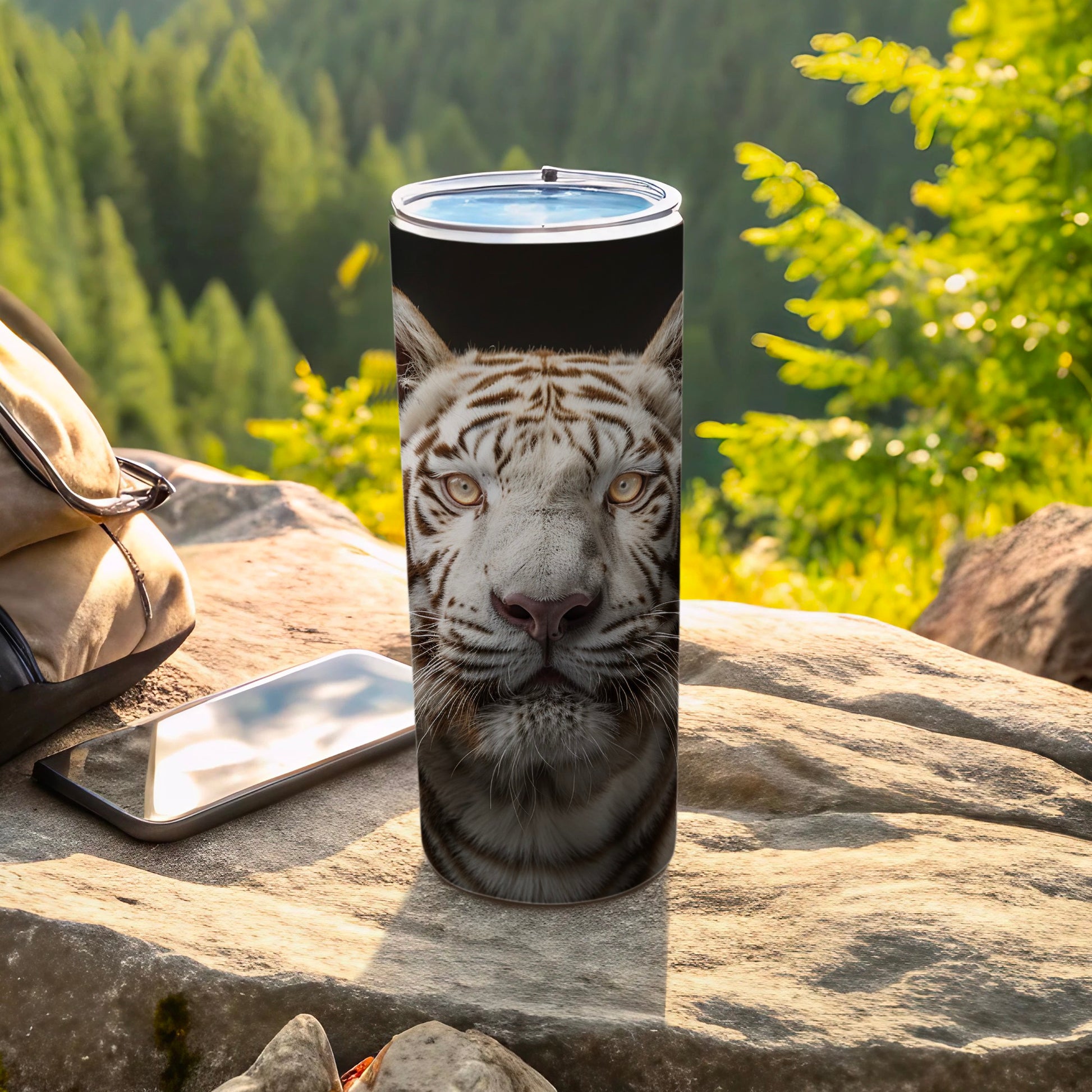 White Tiger Face Mountain Scene Insulated Tumbler product type