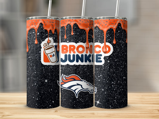 Bronco Junkie Design Orange Drip Glitter Tumbler