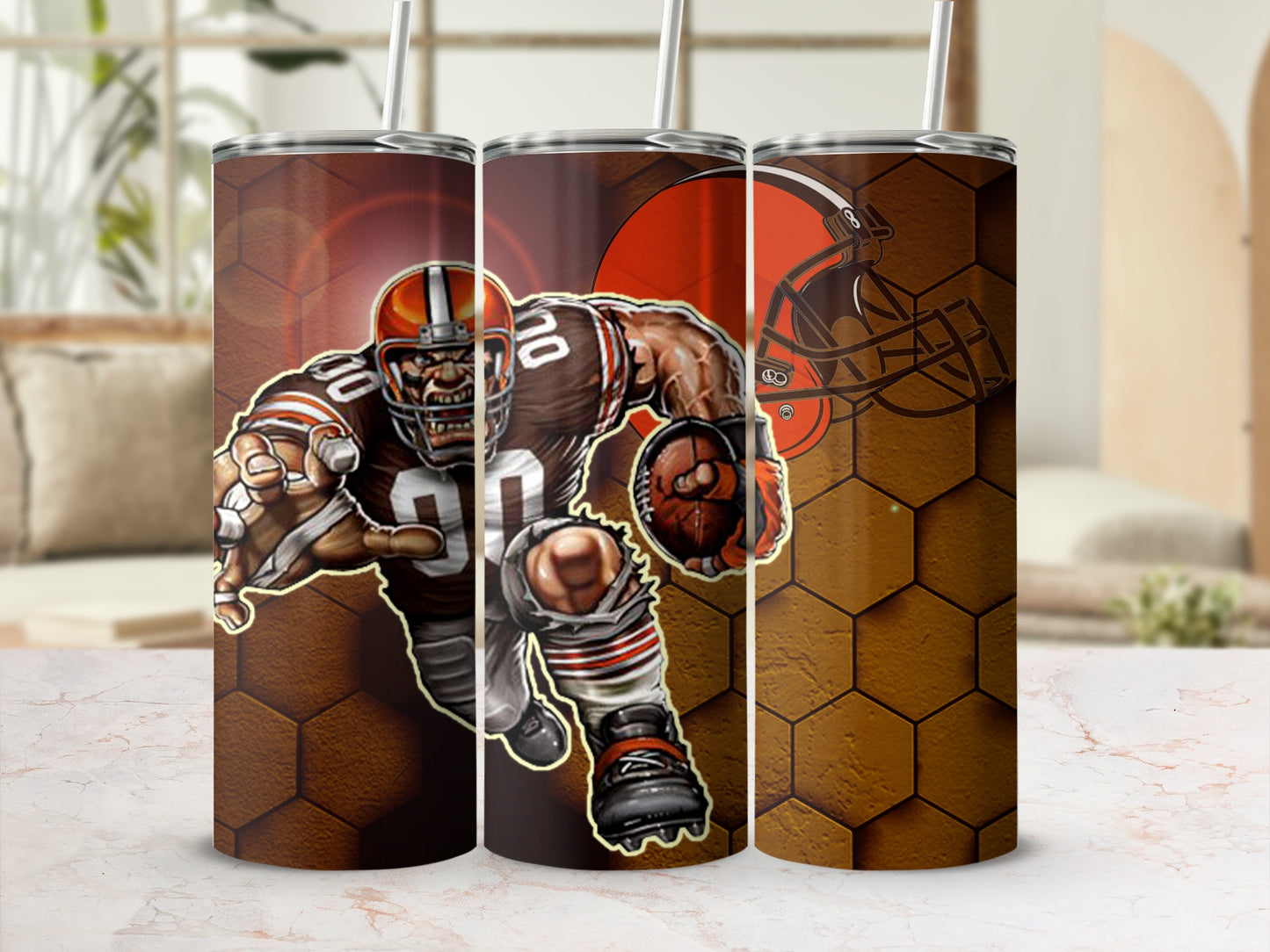 Football Player Action Cartoon Design Tumbler Cup