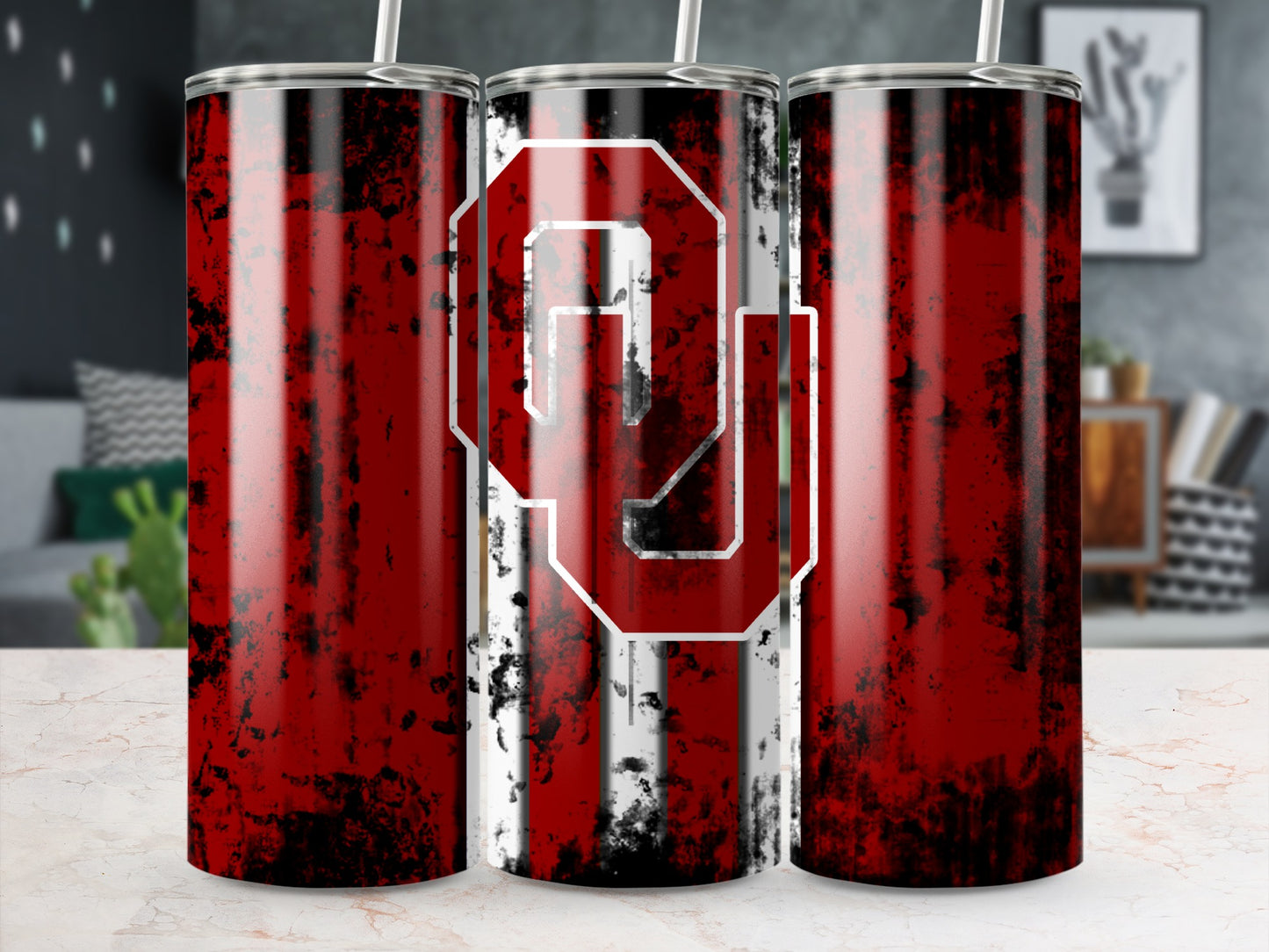 Vintage Red and Black Grunge Pattern Tumbler Cup