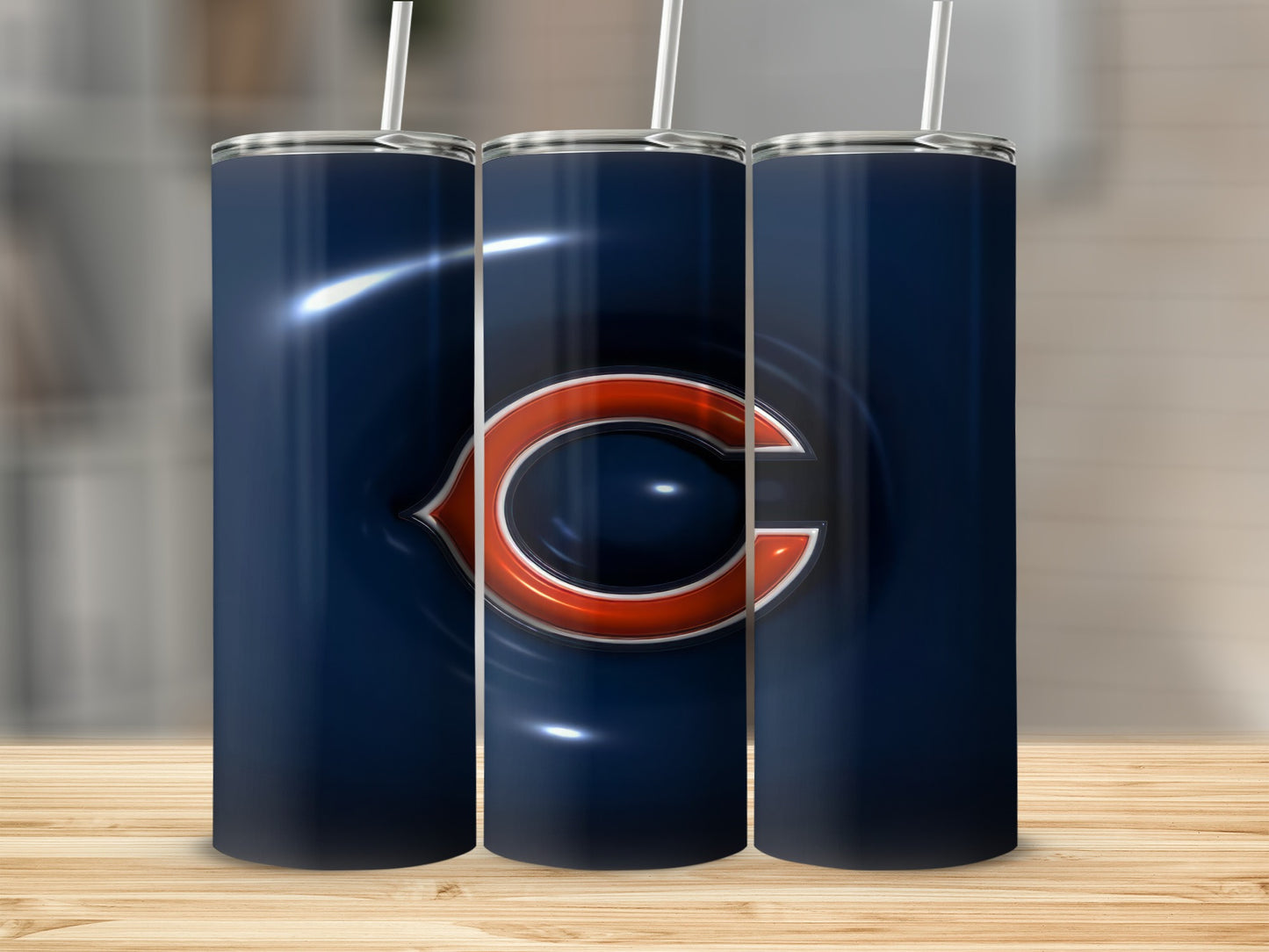 Chicago Team Letter a Navy Blue 3D Effect Tumblers