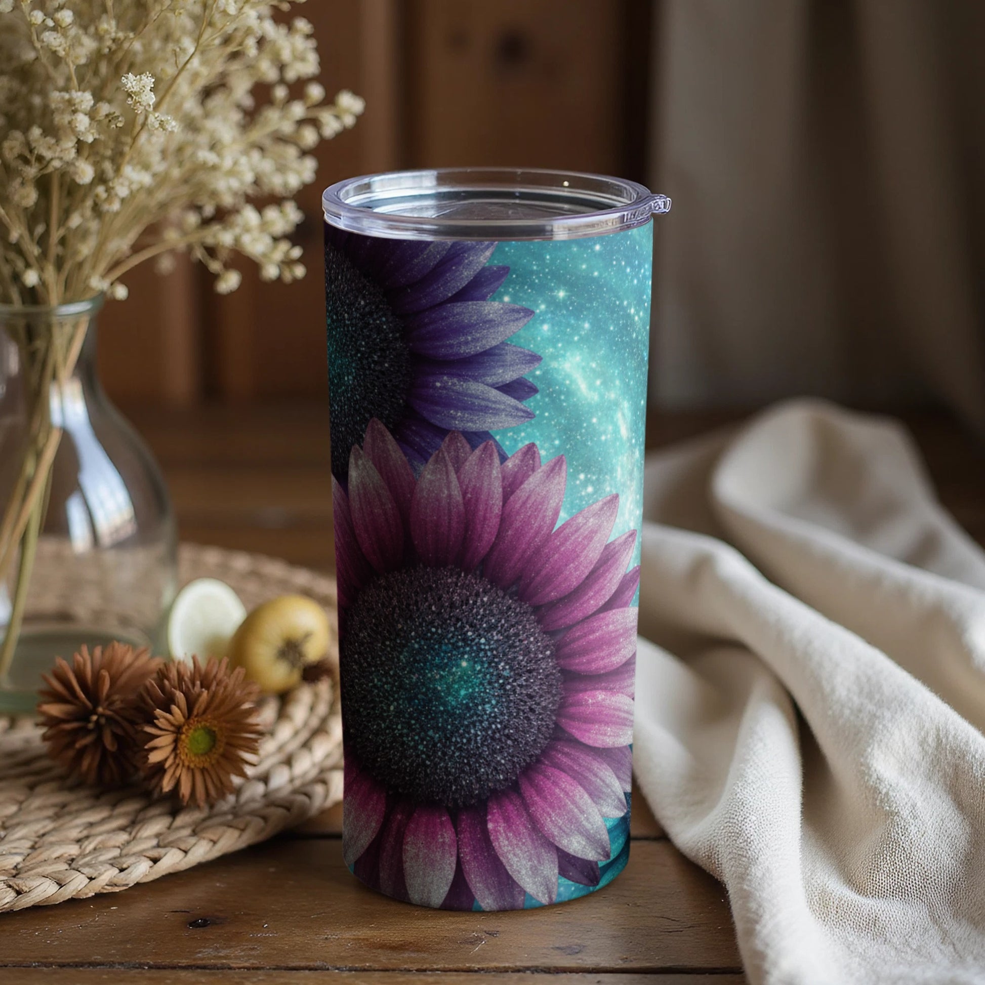 Vibrant Sunflower Design Tumbler with Lid for Everyday Use