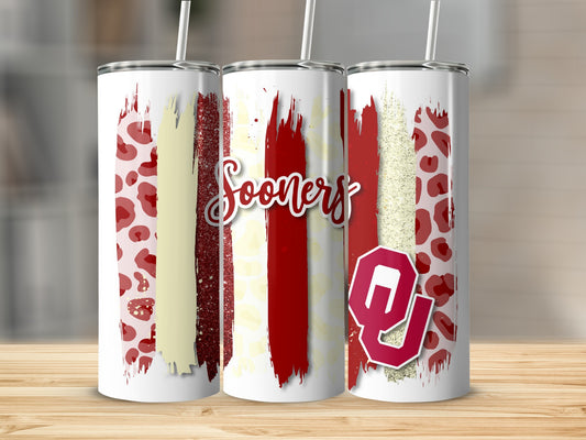 Oklahoma Sooners Brush Strokes Digital Design Tumblers