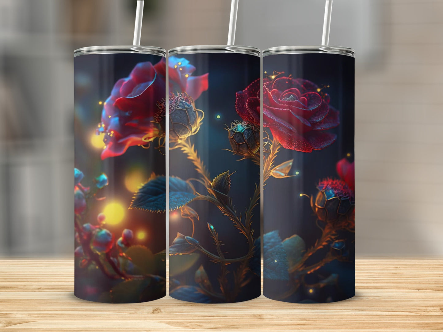 Enchanting Floral Night Scene Insulated Tumbler Cup
