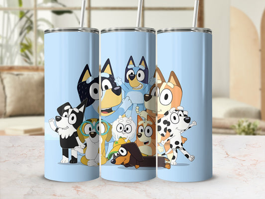 Cute Animated Dog Characters Tumbler Large Capacity