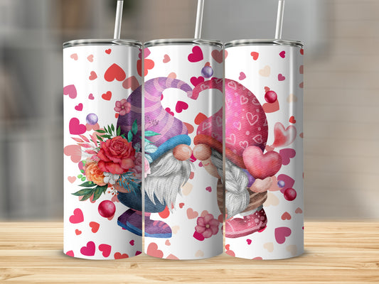 Valentine's Day Gnome Tumblers with Heart Pattern