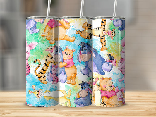 Colorful Cartoon Character Pattern on Drink Tumblers