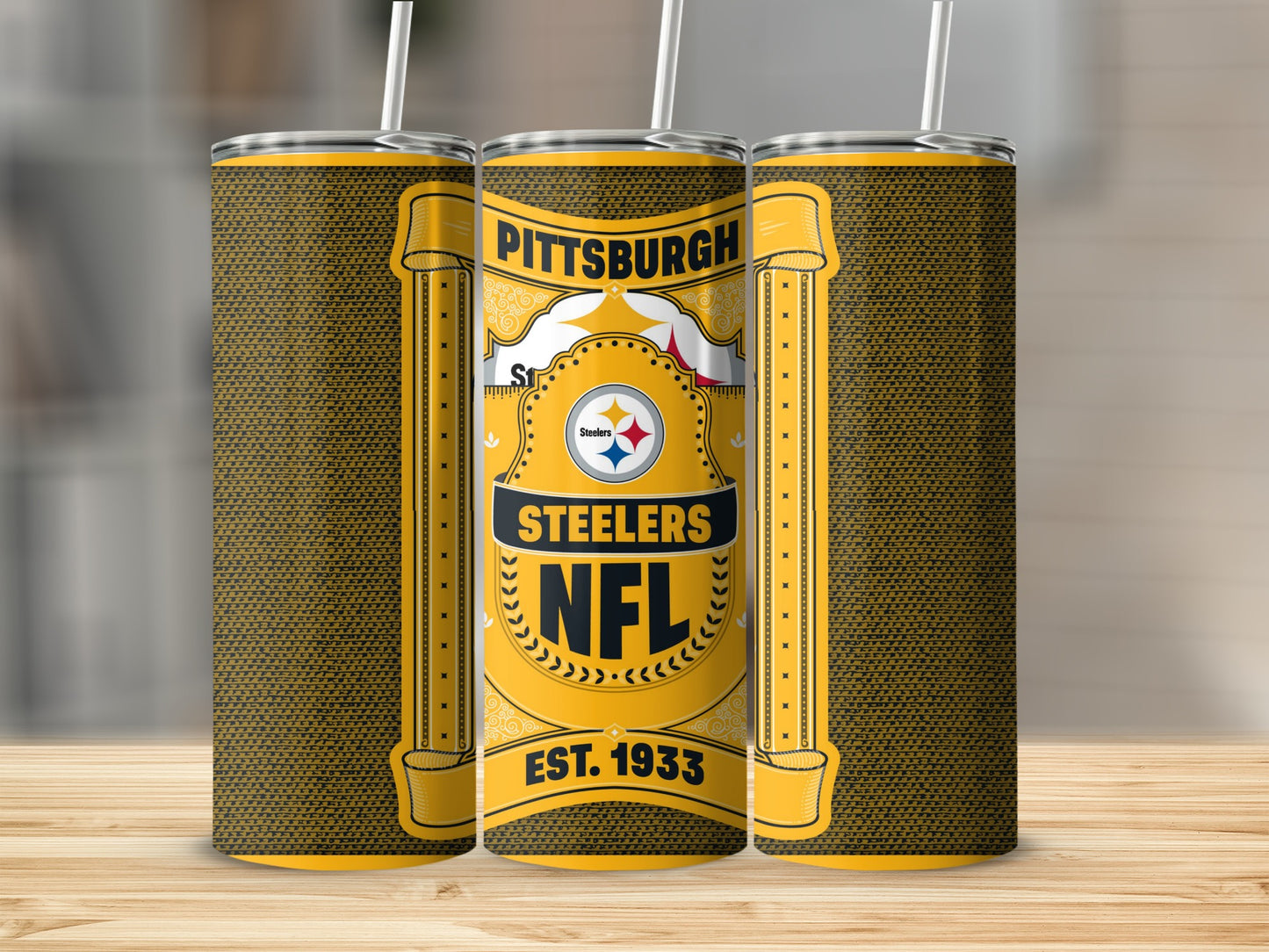 Pittsburgh Steelers NFL Est. 1933 Detailed Artwork Tumbler
