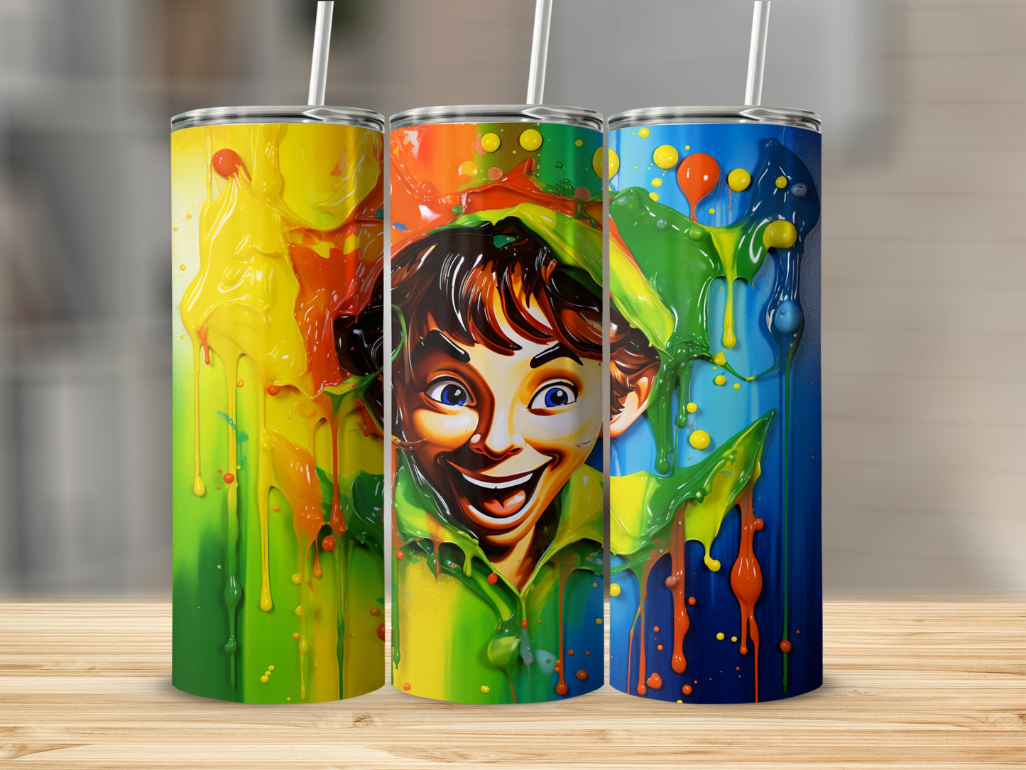 Vibrant Colorful Character Art Tumblers Collection