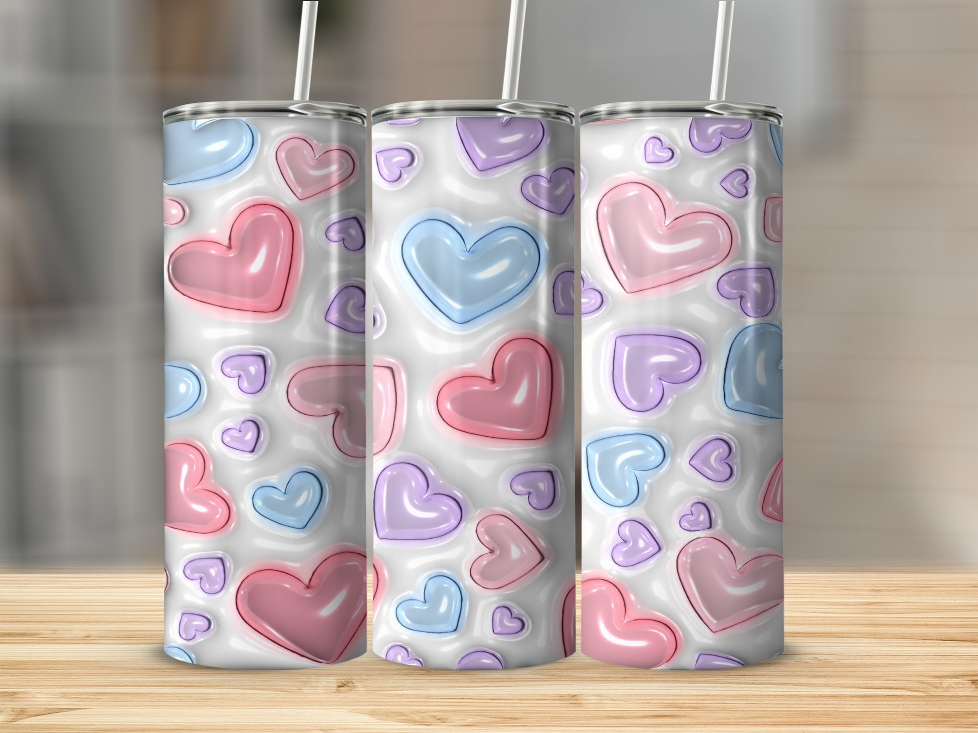 Colorful Heart Patterned Tumbler for a Fun Beverage Experience