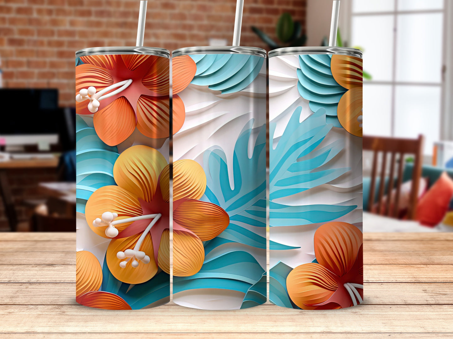 Colorful Tropical Floral Insulated Tumbler