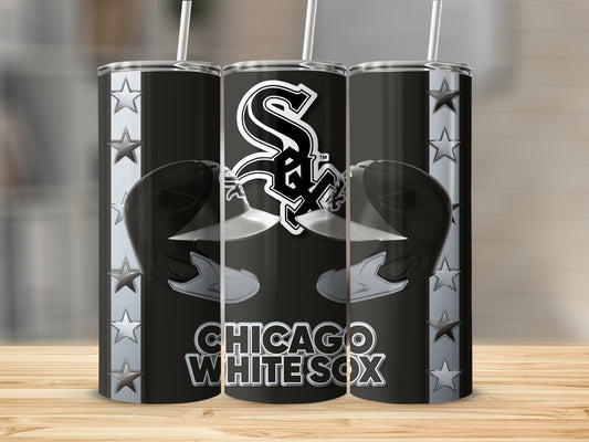 Chicago White Sox Baseball Helmets Logo Black Tumblers