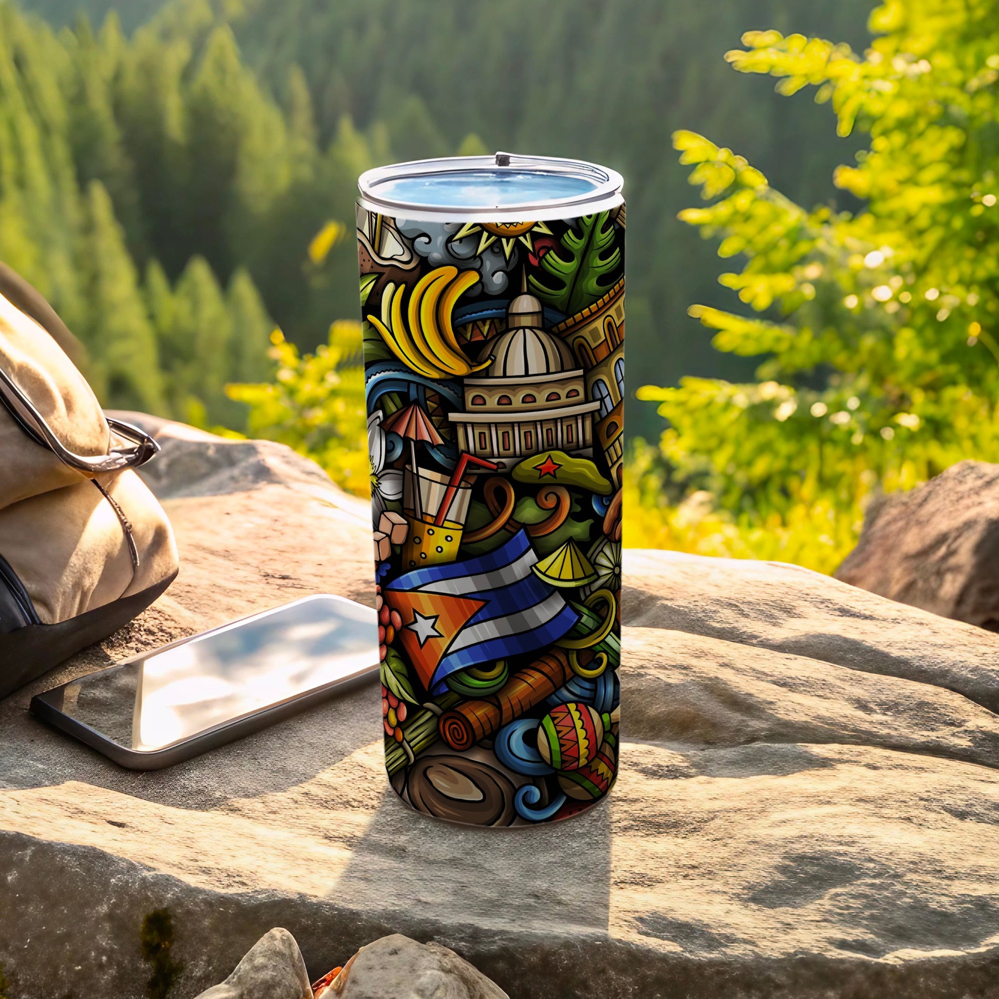 Colorful Travel Theme Illustrated Tumbler Product