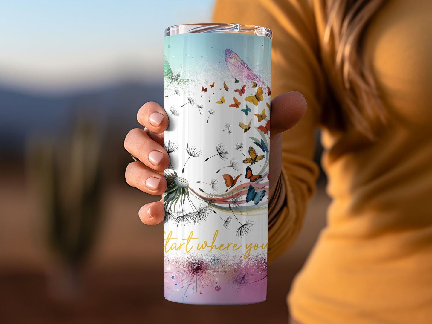 Start Where You Are Butterflies Dandelions Tumbler