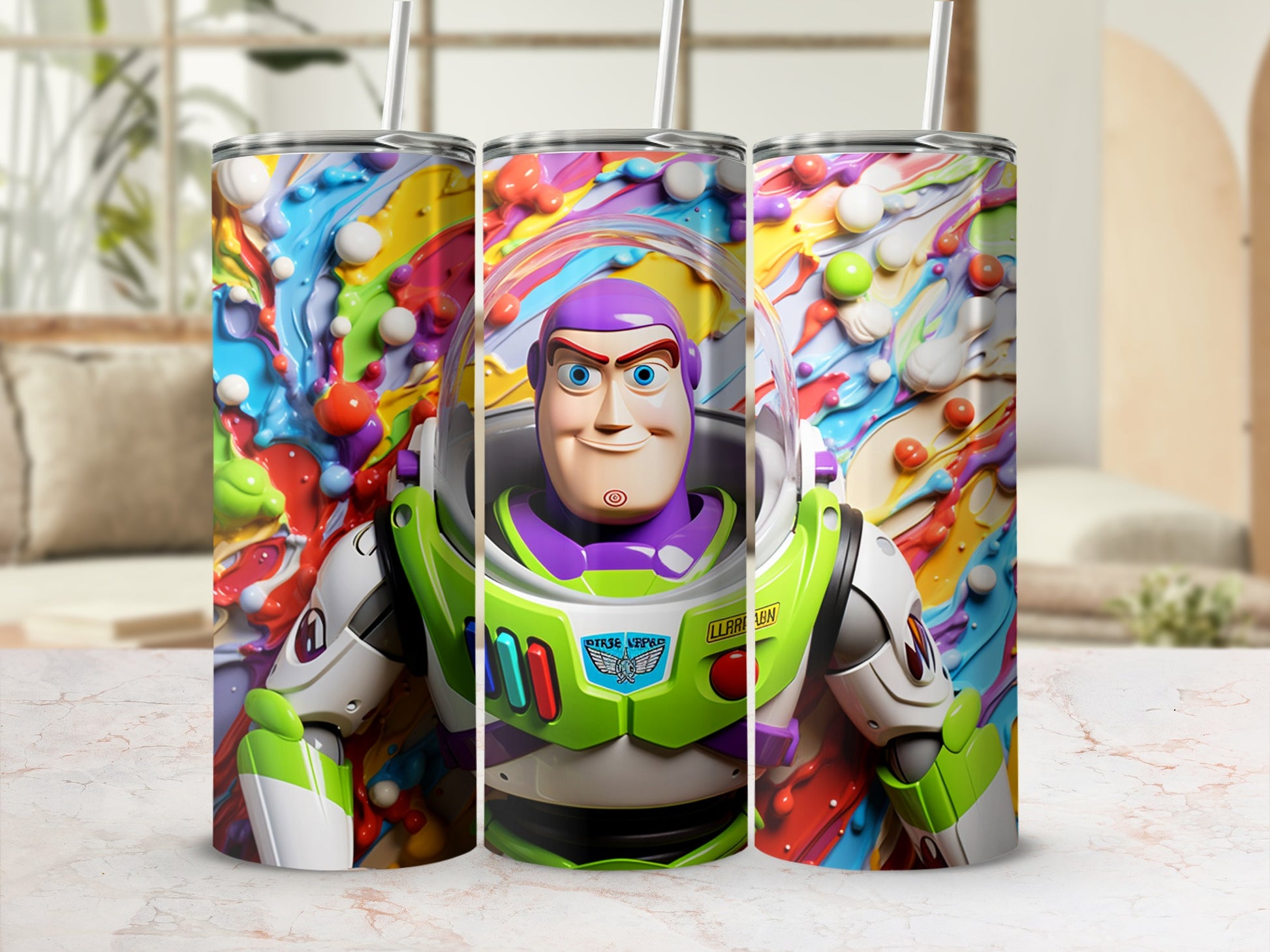 Colorful Buzz Lightyear Design on Tumbler