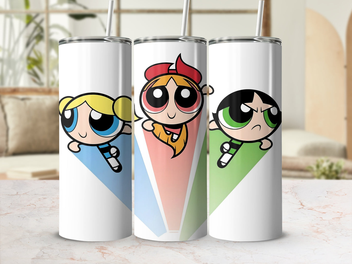 Cute Powerpuff Girls Design on Insulated Tumbler