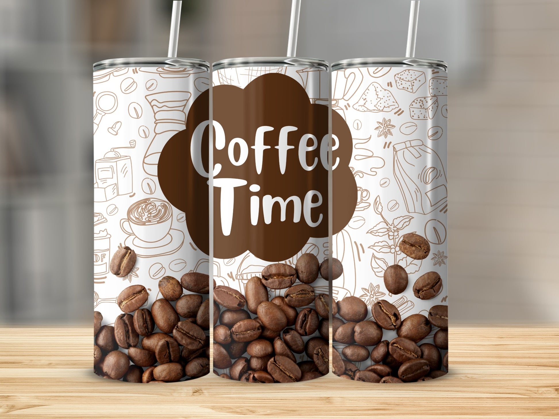 Coffee Time Insulated Tumbler Beverage Container