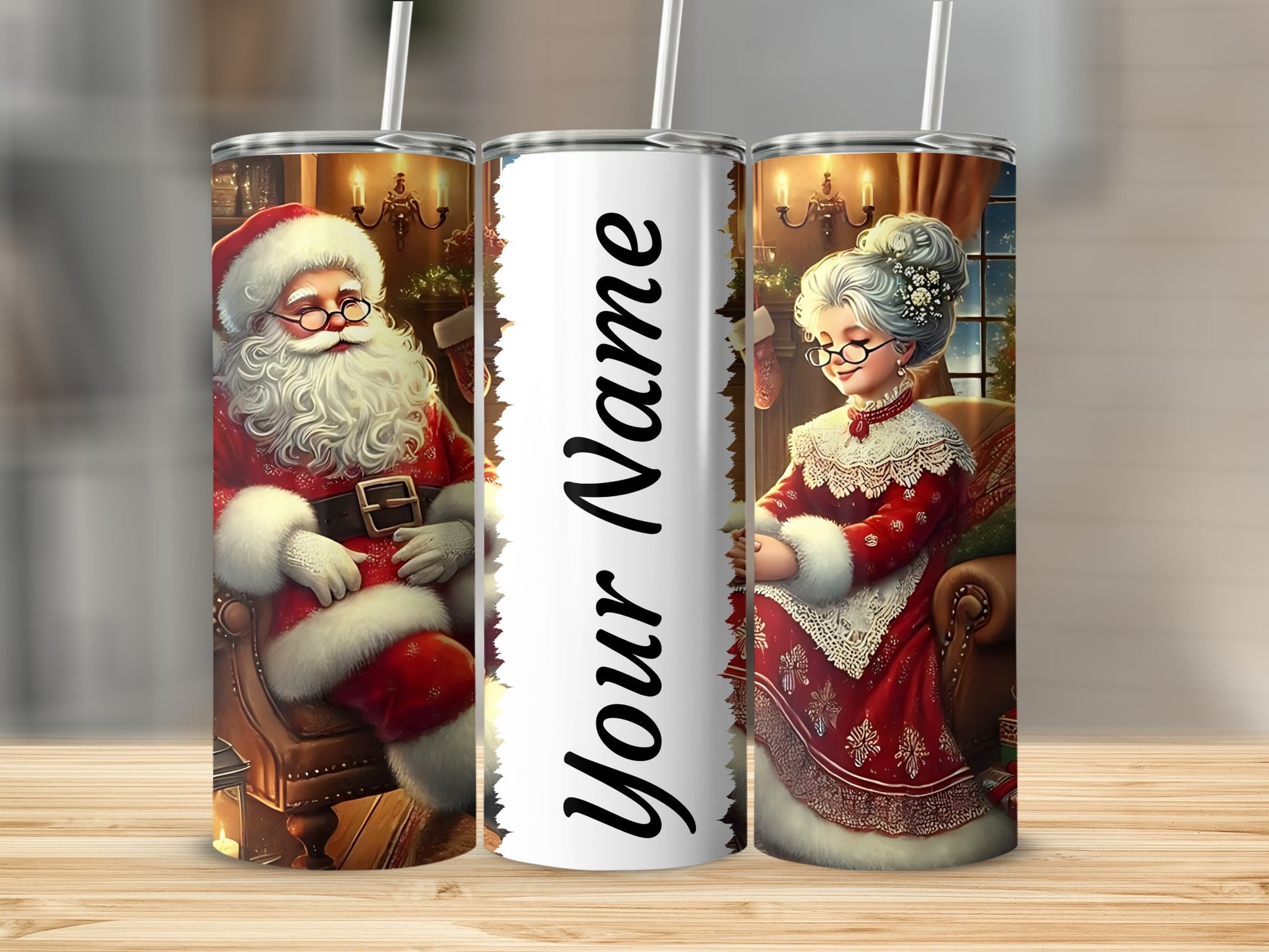 Custom Santa and Mrs. Claus Christmas Tumbler