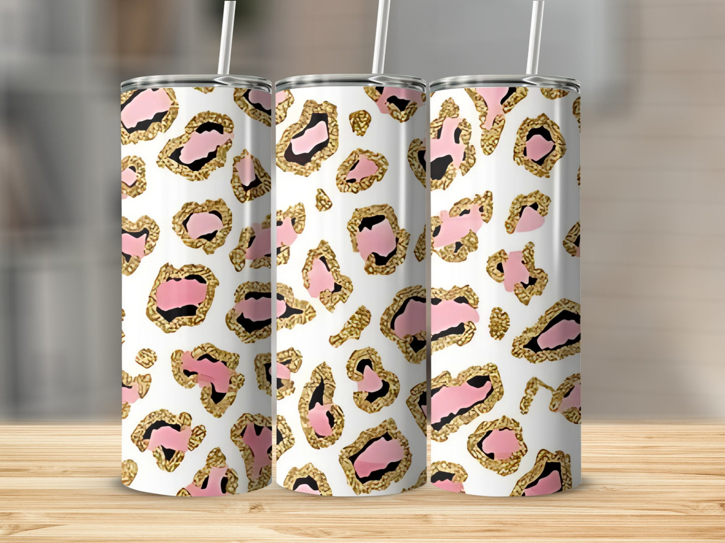 Stylish Pink and Gold Leopard Print Tumbler product