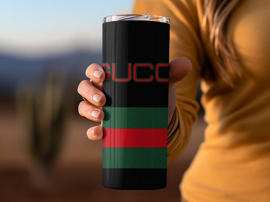 Fashionable Black Red Green Stripe Tumbler Cup
