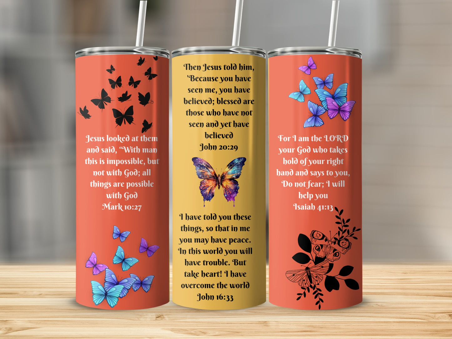 Bible Verses Themed Butterfly Tumblers for Inspiration