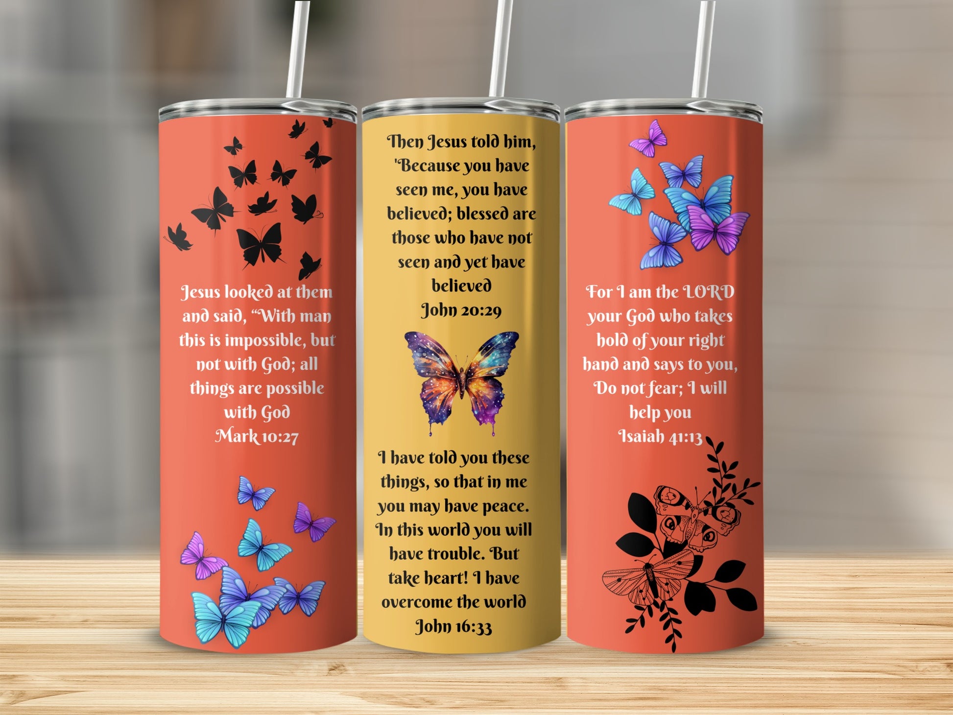Bible Verses Themed Butterfly Tumblers for Inspiration